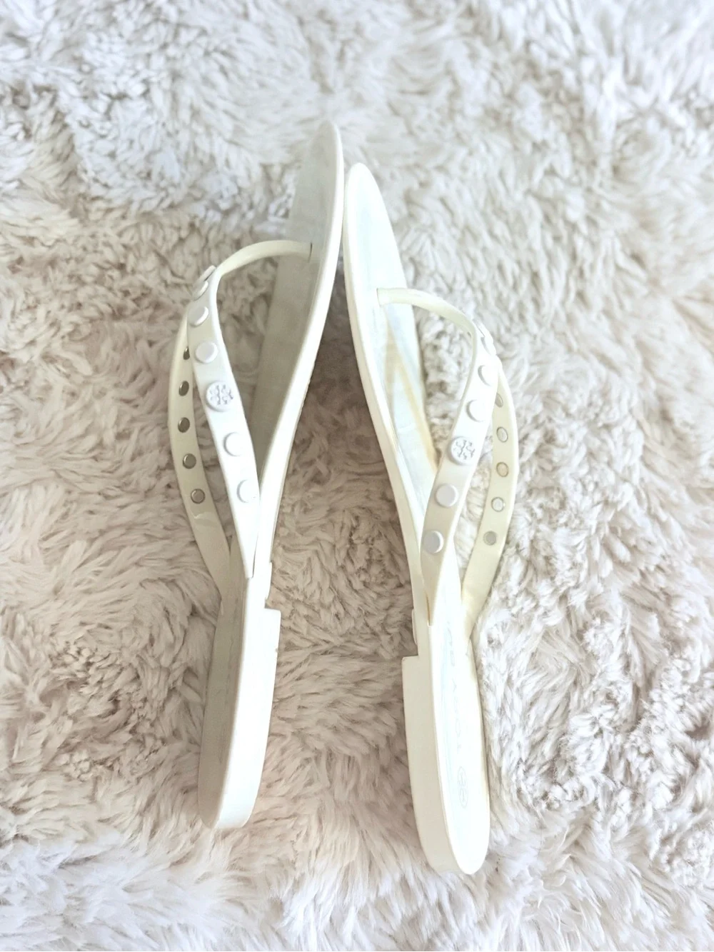 TORY BURCH New Ivory Studded Jelly Sandals 10